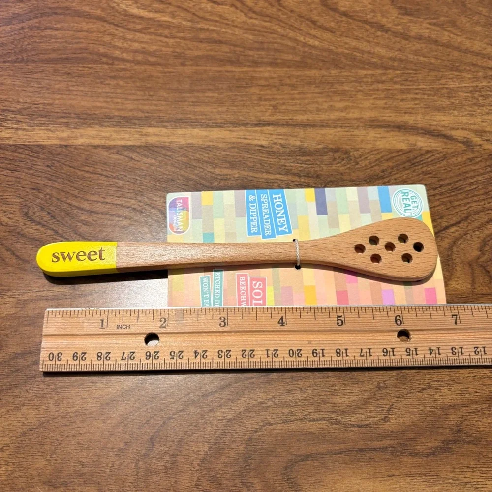 Talisman Designs‎ Beechwood Honey Spreader & Dipper Sweet Etched Wood 7